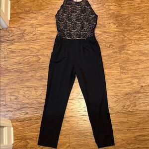 by & by Black Lace Halter Jumpsuit